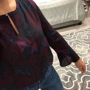 LOFT floral bell sleeve blouse